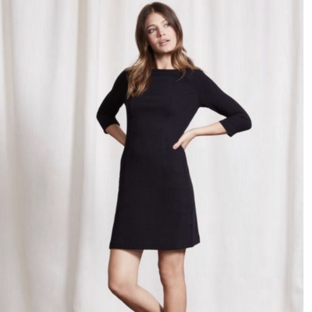 Boden Black Ottoman Ribbed Shift Dress